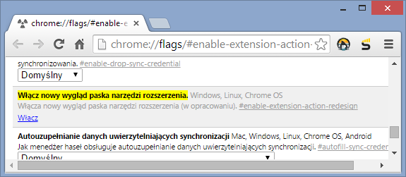 Chrome - wszystkie ikony rozszerzeń na pasku
