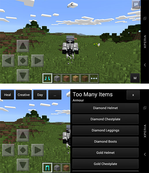 Minecraft Pocket Edition - zmieniony skin oraz nowe menu TooManyItems
