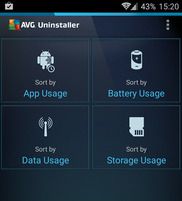AVG Uninstaller - wybór sposobu prezentowania aplikacji