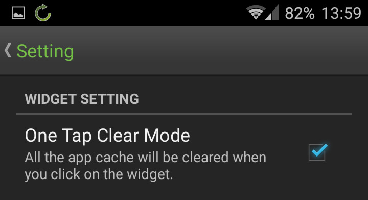 Aktywacja widgetu App Cache Cleaner