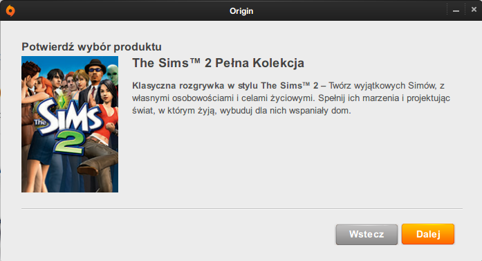 Aktywacja gry The Sims 2 na Origin