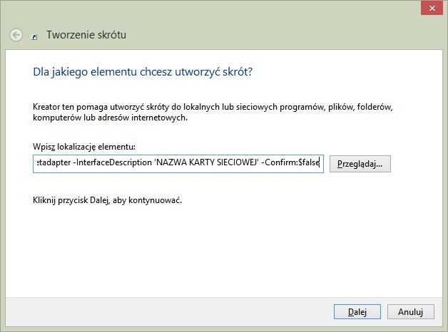 Tworzenie skrótu w Windows 8.1