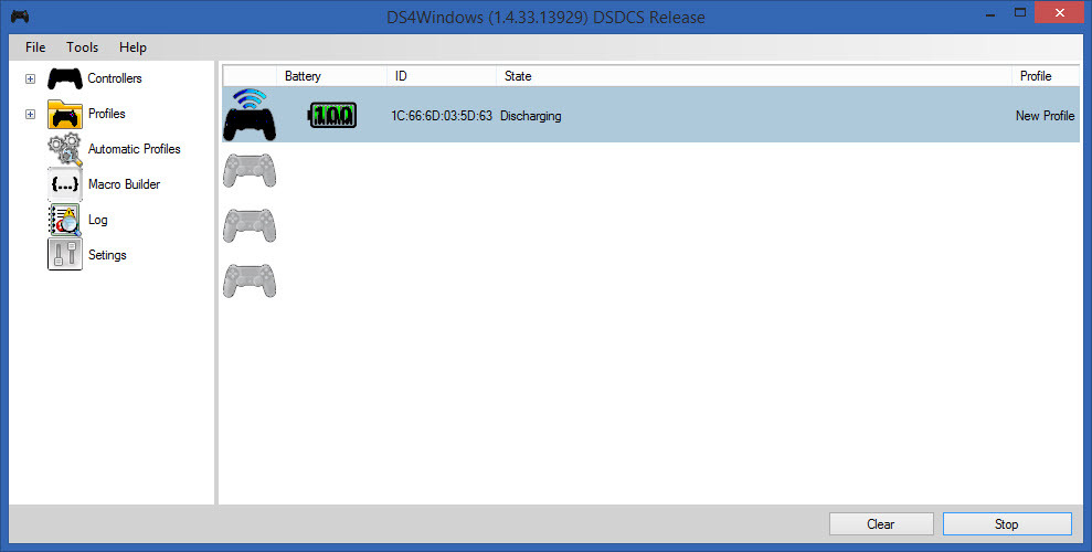 DS4Windows - okno aplikacji