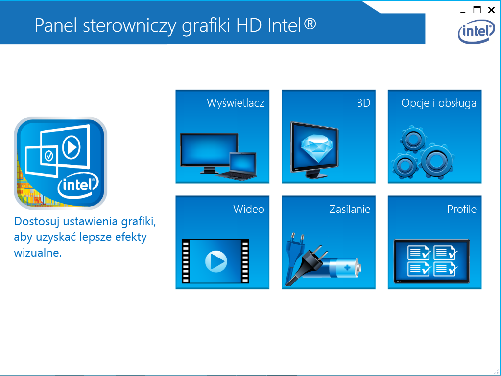 Panel sterowniczy grafiki Intel HD