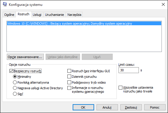 Windows 10 - opcje rozruchu