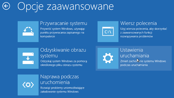 Opcje zaawansowane w Windows 10