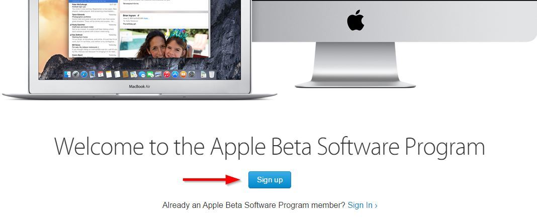 Rejestracja w Apple Beta Software Program