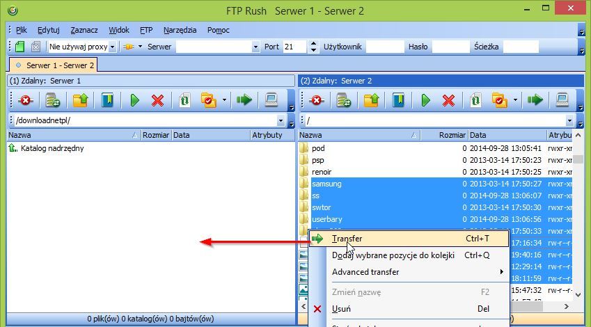 FTP Rush - kopiowanie plików między serwerami