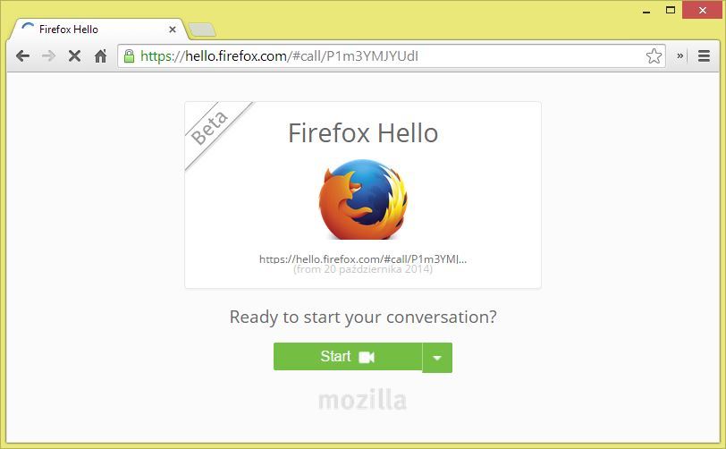 Dzwonienie do znajomego z drugiej przeglądarki przez Firefox Hello