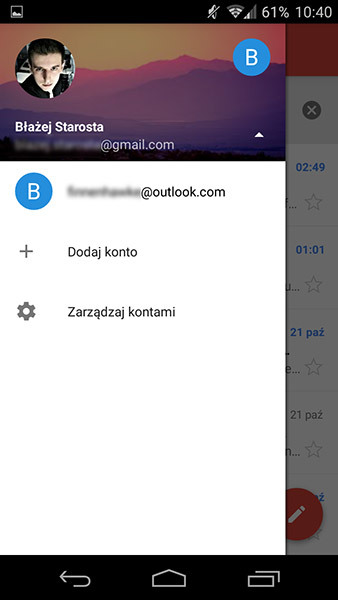 Przełączanie się między kontami w Gmail 5.0