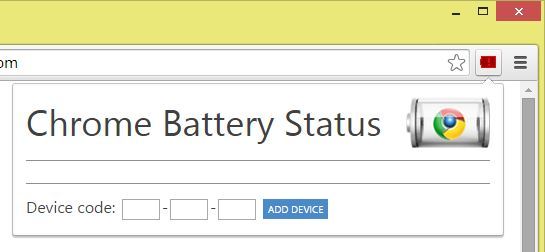 Wpisywanie kodu parowania w Chrome Battery Status