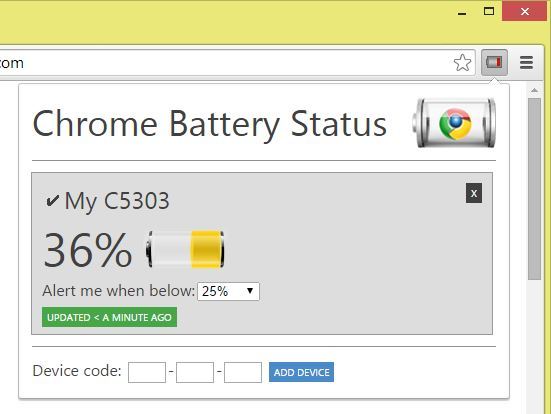 Chrome Battery Status - aktualny stan baterii