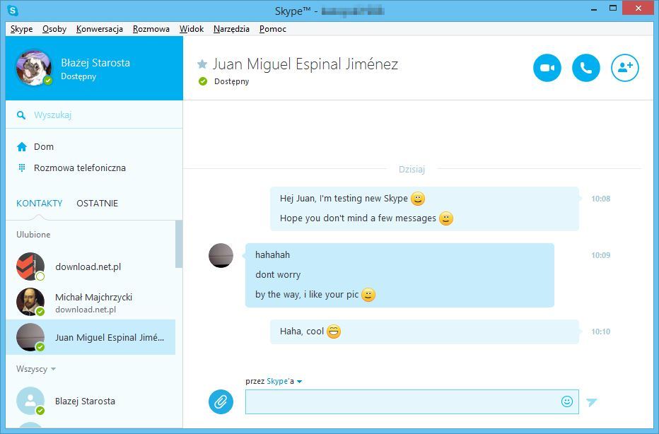 Skype - nowy interfejs głównego okna