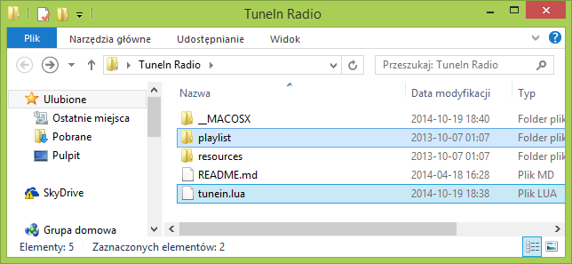 Zawartość pakietu z dodatkiem TuneIn Radio dla VLC