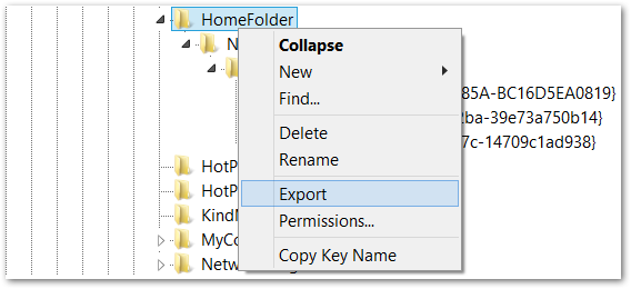 Eksportowanie klucza HomeFolder