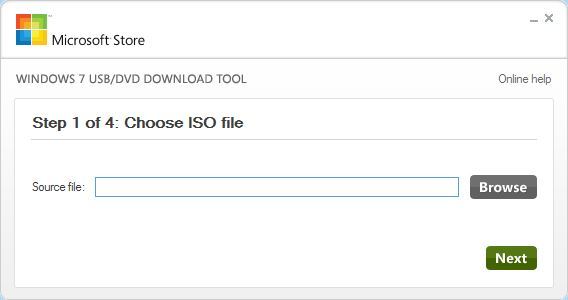 Windows 7 USB/DVD Download Tool - wybór ISO