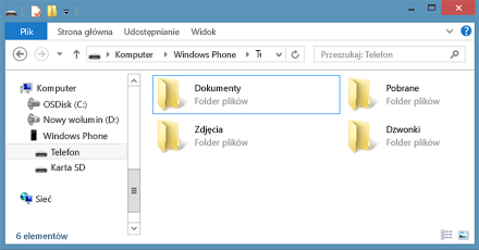 Przeglądanie katalogów w pamięci w Windows Phone
