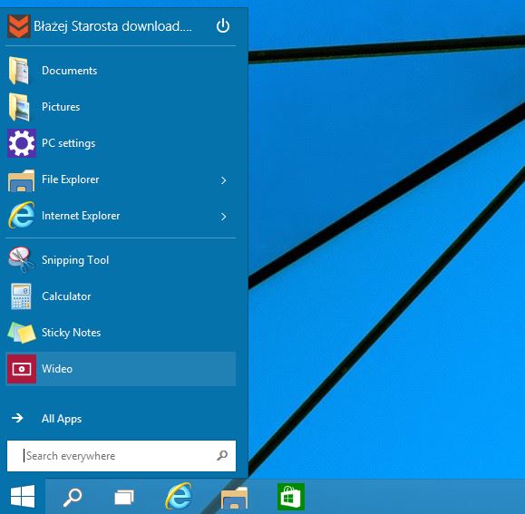 Menu Start bez kafelków w Windows 10