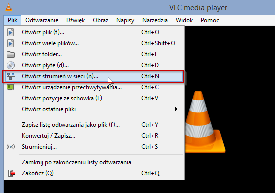 VLC - otwieranie strumienia z Internetu