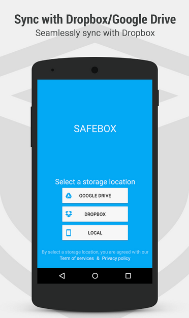 SafeBox - wybór sposobu przechowywania plików