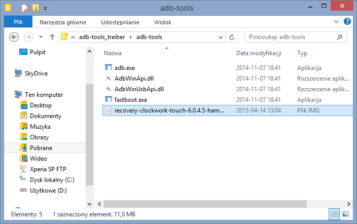 Kopiowanie pliku IMG z CWM do folderu ADB-Tools