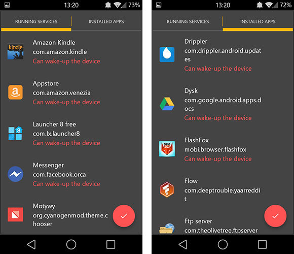 Android - wybór aplikacji i usług do blokowania