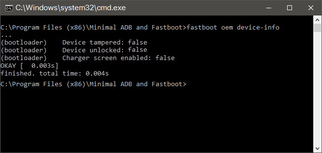Fastboot oem device-info - szczegóły bootloadera