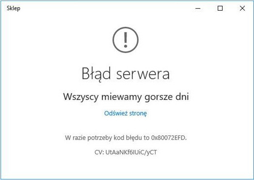 Błąd serwera w Windows Store - jak rozwiązać?