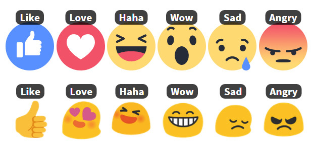 Zmiana wyglądu ikon reakcji na Facebooku