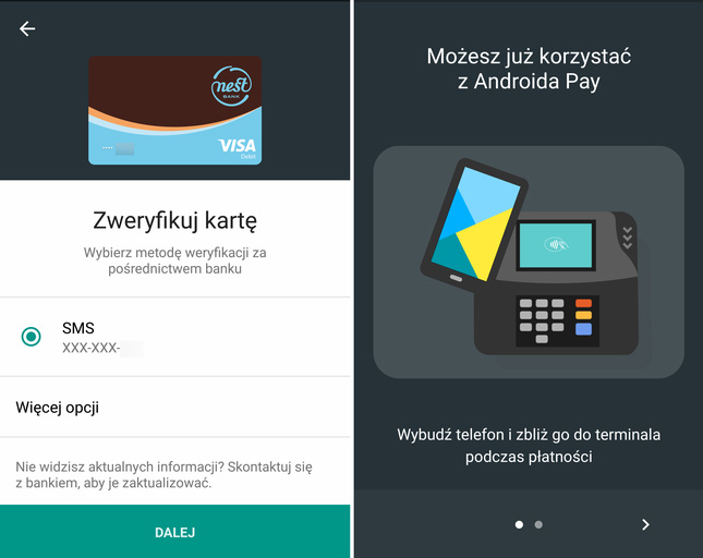 Android Pay - potwierdzenie