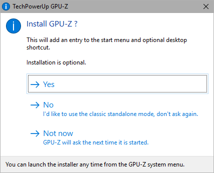 Instalacja GPU-Z lub otwarcie w wersji portable