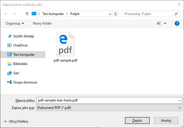 Zapisz dokument do nowego pliku PDF