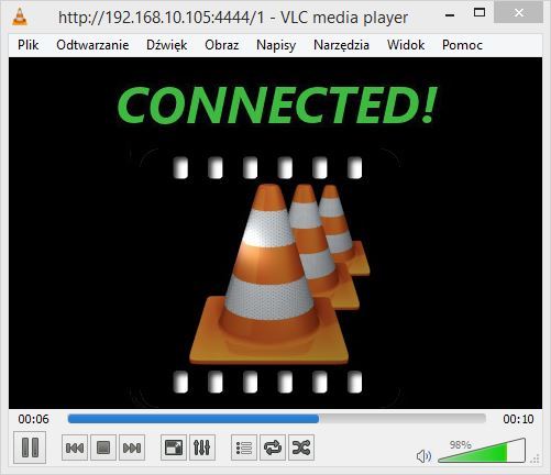 VLC - nawiązane połączenie