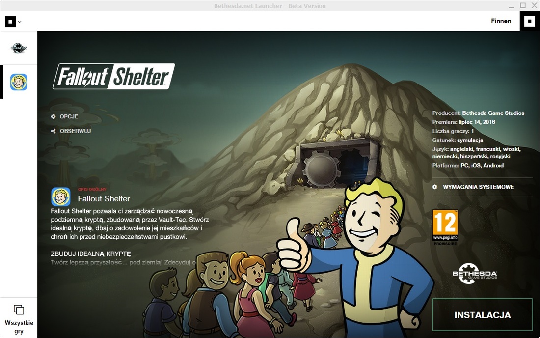 Fallout Shelter - instalacja wersji PC