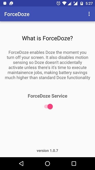 ForceDoze - włączenie aplikacji
