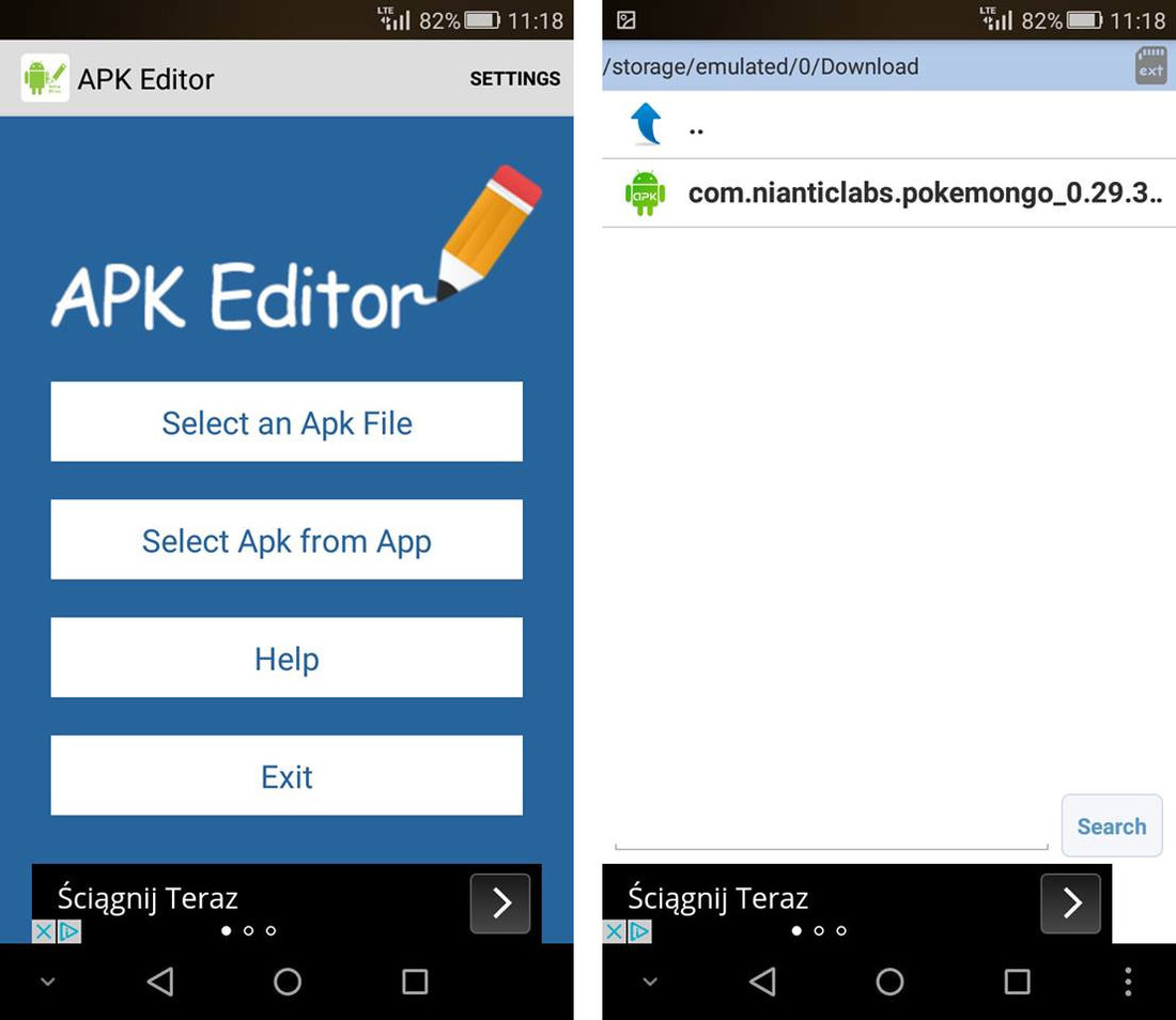 APK Editor - otwieranie pliku APK