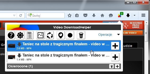 Video DownloadHelper - pobieranie filmu z CDA w Firefox