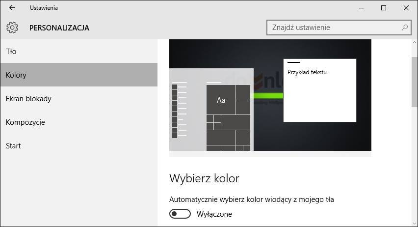 Wyłącz automatyczne dostosowywanie kolorów w Windows 10
