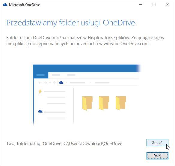 OneDrive - zmiana folderu