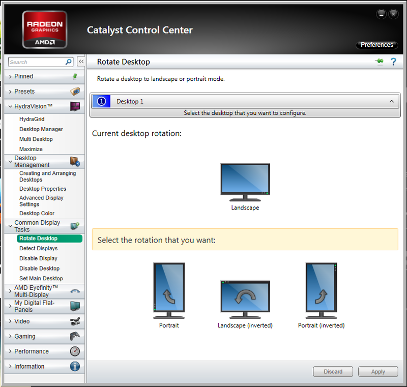 Catalyst Control Center - orientacja ekranu
