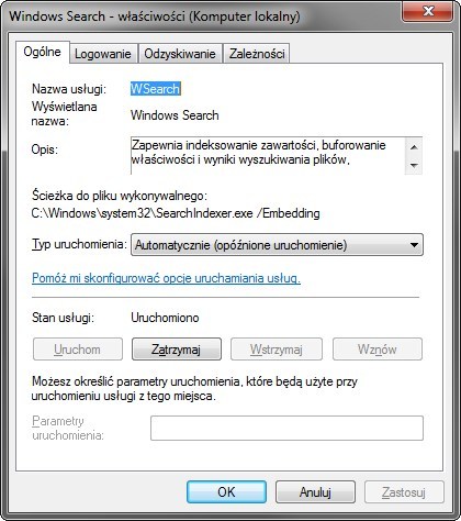 Wyłączanie usługi Windows Search na stałe