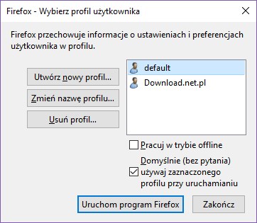Firefox - wybór profilu przy uruchamianiu