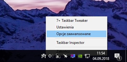 Wejdź do opcji zaawansowanych 7+ Taskbar Tweaker