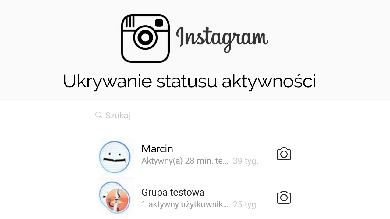 Instagram - wyłączanie statusu aktywności