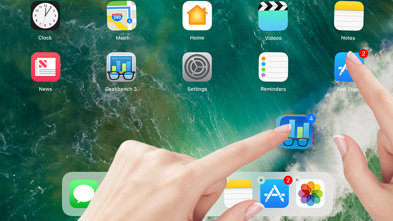 iOS 11 - przeciąganie wielu ikon jednocześnie