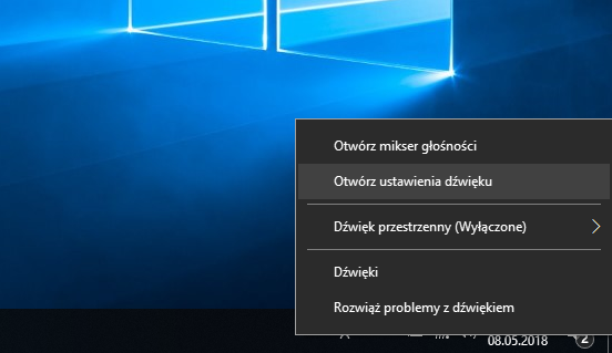 Wejdź do ustawień dźwięku w Windows 10
