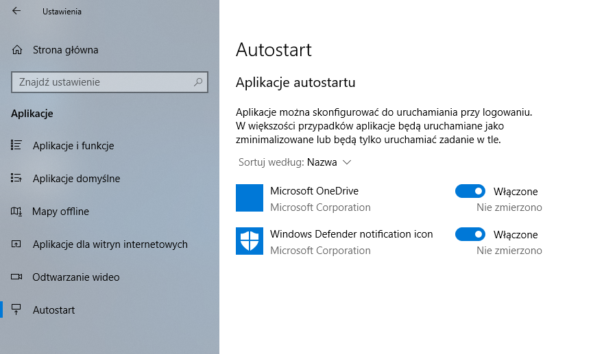 Ustawienia autostartu w Windows 10 April 2018 Update