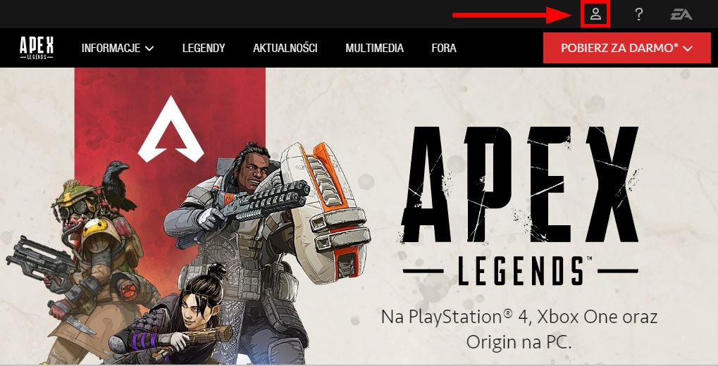 Zaloguj się na stronie EA (Apex Legends)