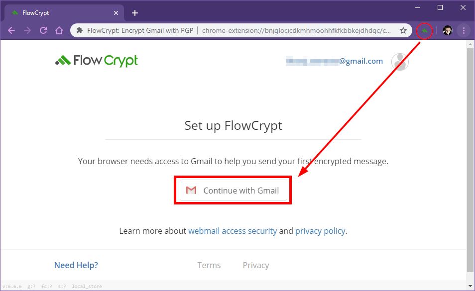 Połącz konto Gmail z FlowCrypt