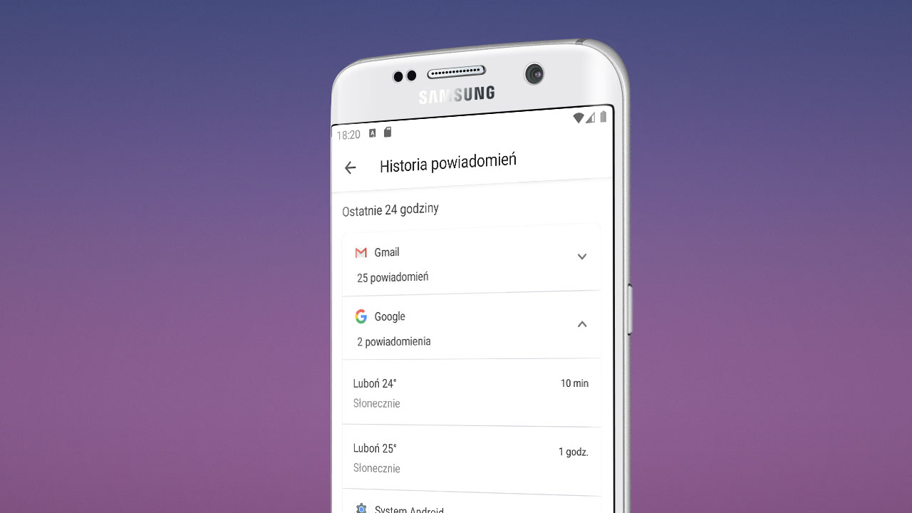 Historia powiadomień - Android 11